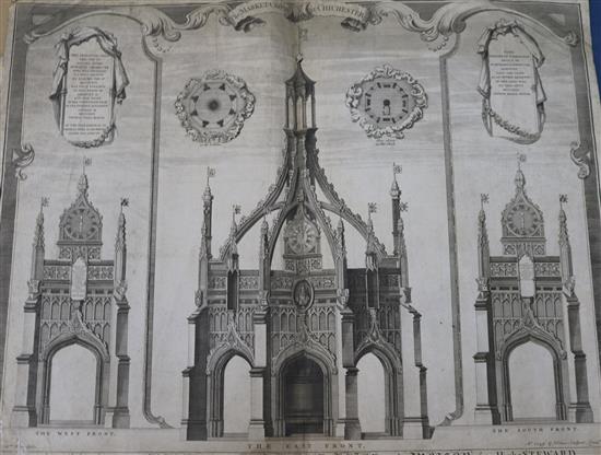 John Speede, map of Rutlandshire, and an engraving of the Market Cross, Chichester, 38 x 50cm, both unframed